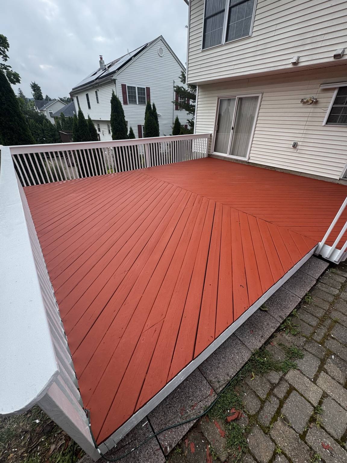 Freshly stained completed deck in Dover, New Jersey
